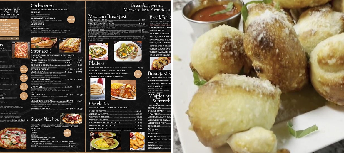 Lisandro's pizza and mexican grill Menu